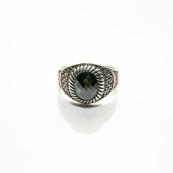 Round Black Silver Ring