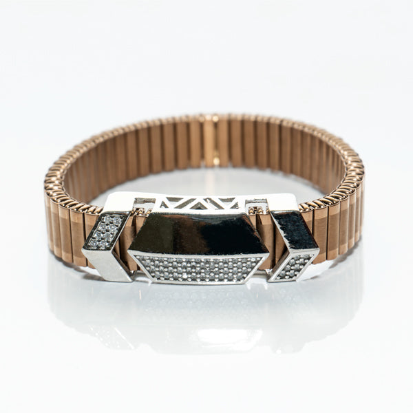double arrow rose gold silver band