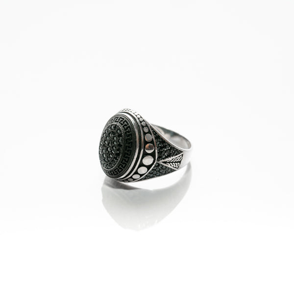 DOTED OVAL SILVER RING