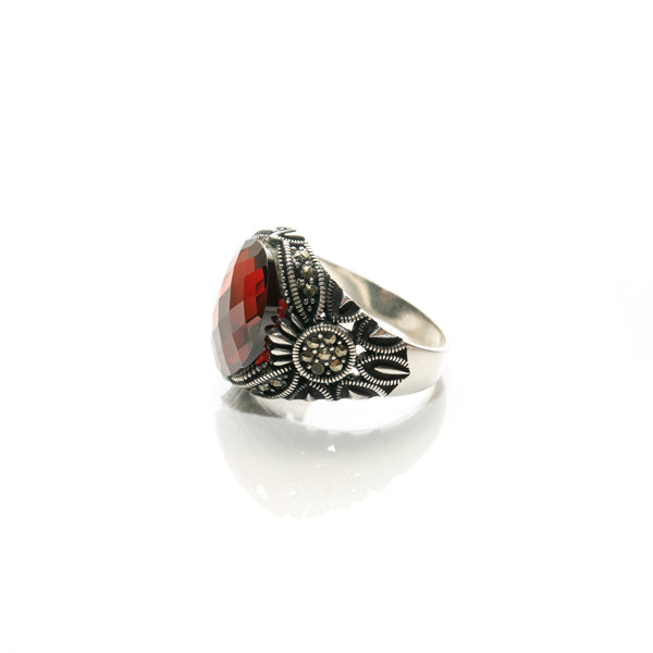 Ruby Red Royal Silver Ring