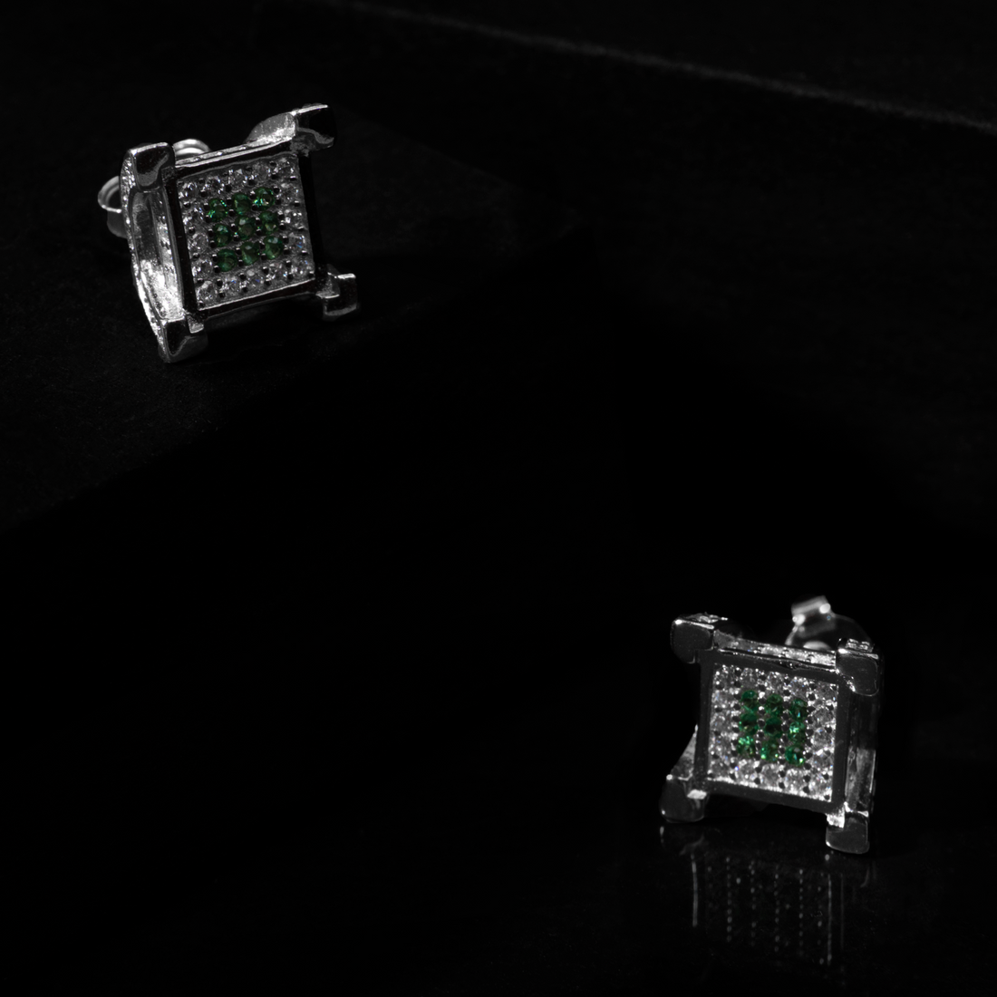 Classic green CZ studs for him