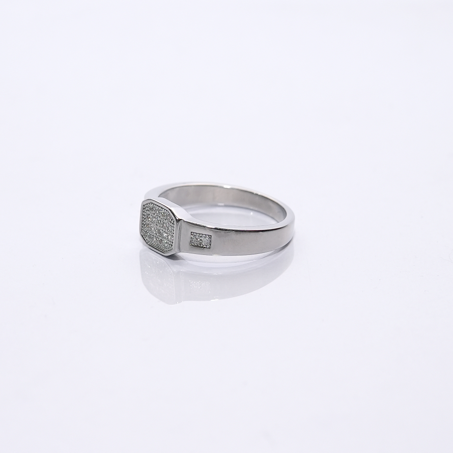 Hex silver ring
