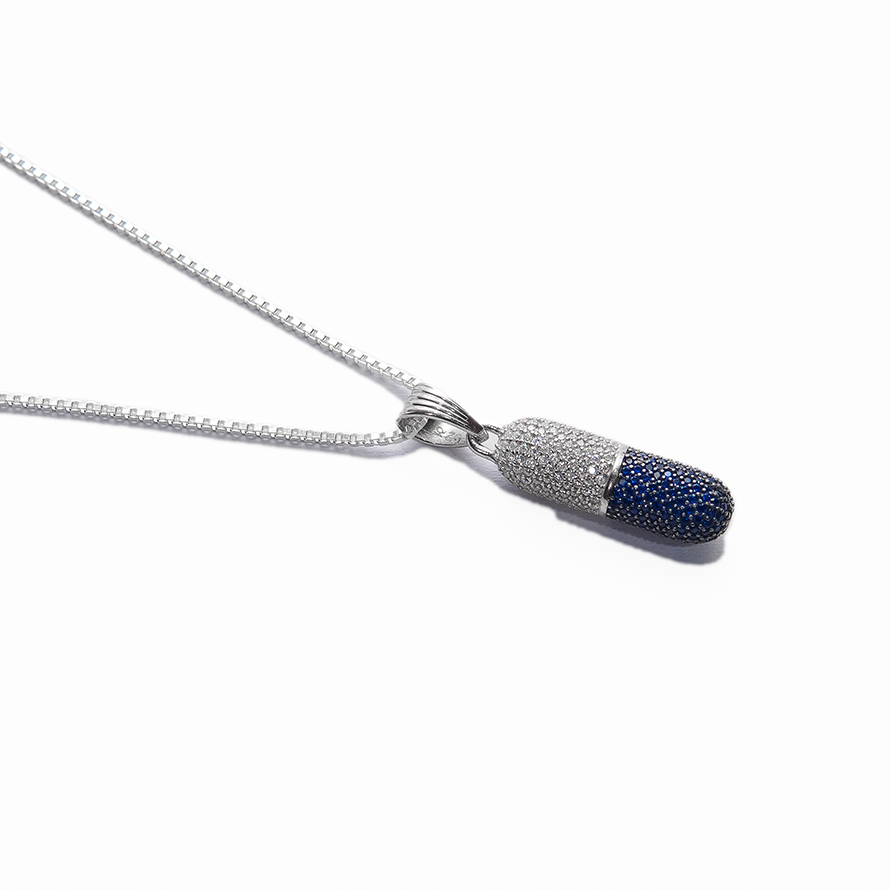 Blue & white Capsule silver pendant dual tone
