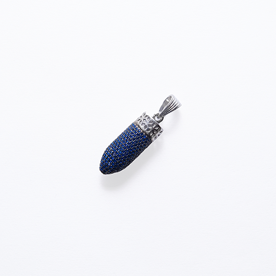 Royal blue bullet silver pendant