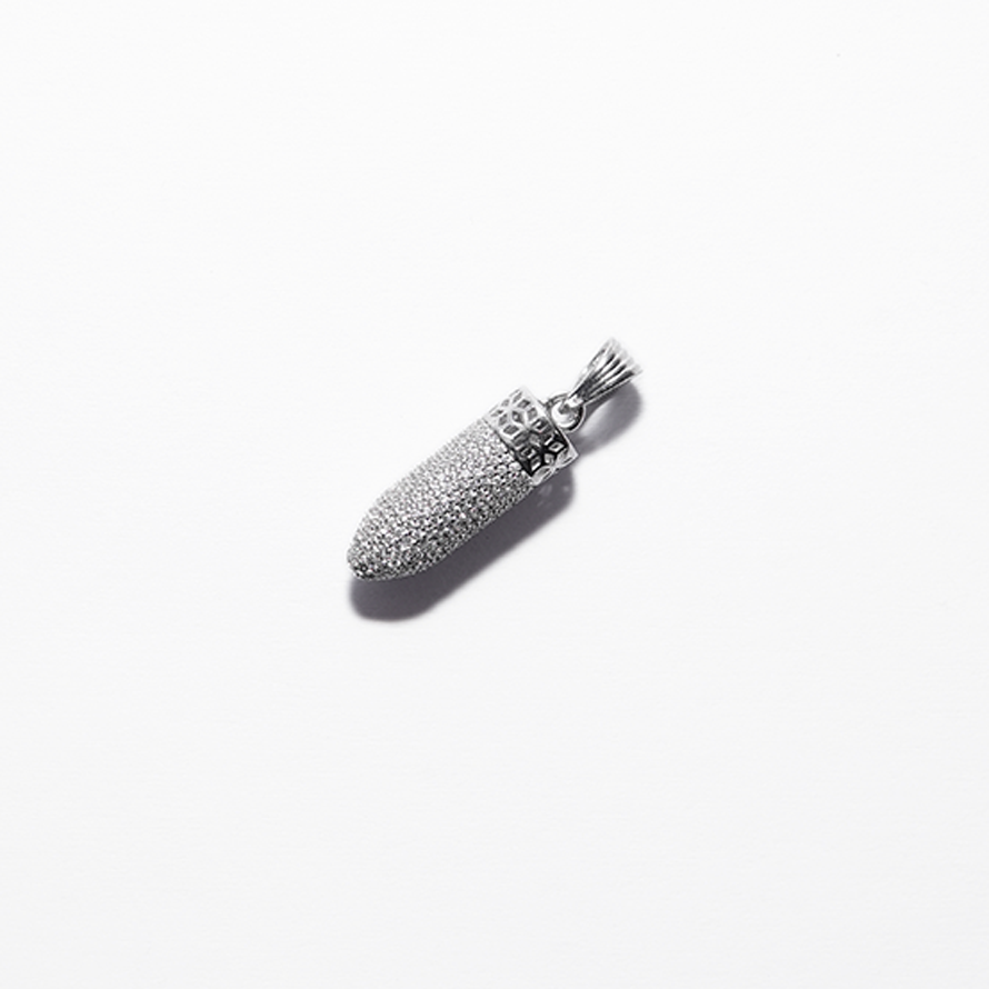 White bullet silver pendant