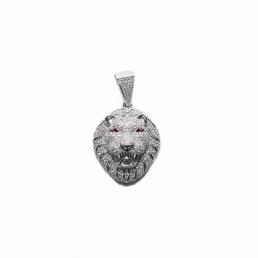 White Roaring Lion Silver Pendant