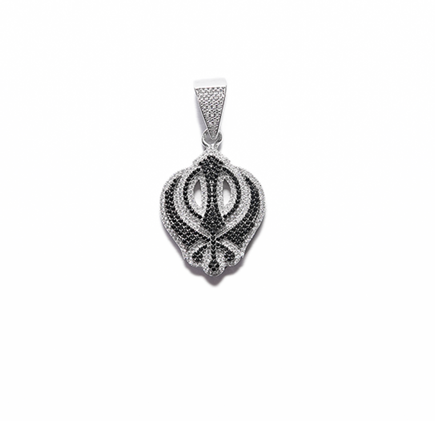 Royal Black Khalsa silver pendant