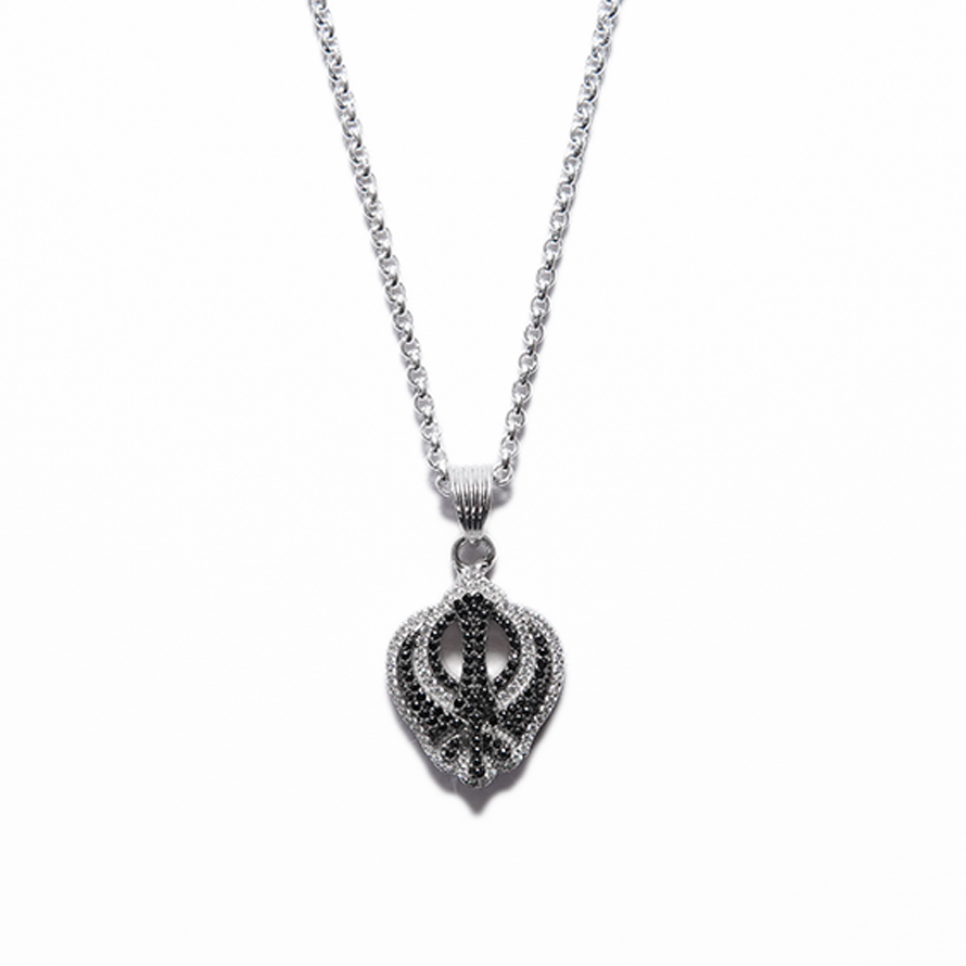 Royal Black Khalsa silver pendant