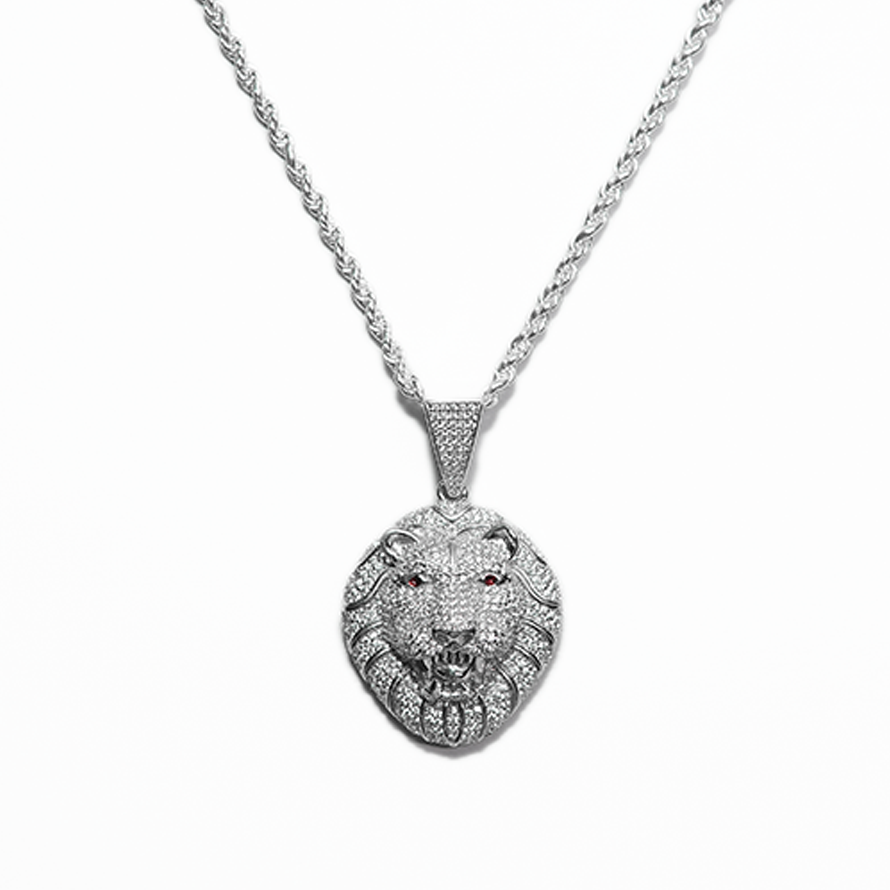 White Roaring Lion Silver Pendant