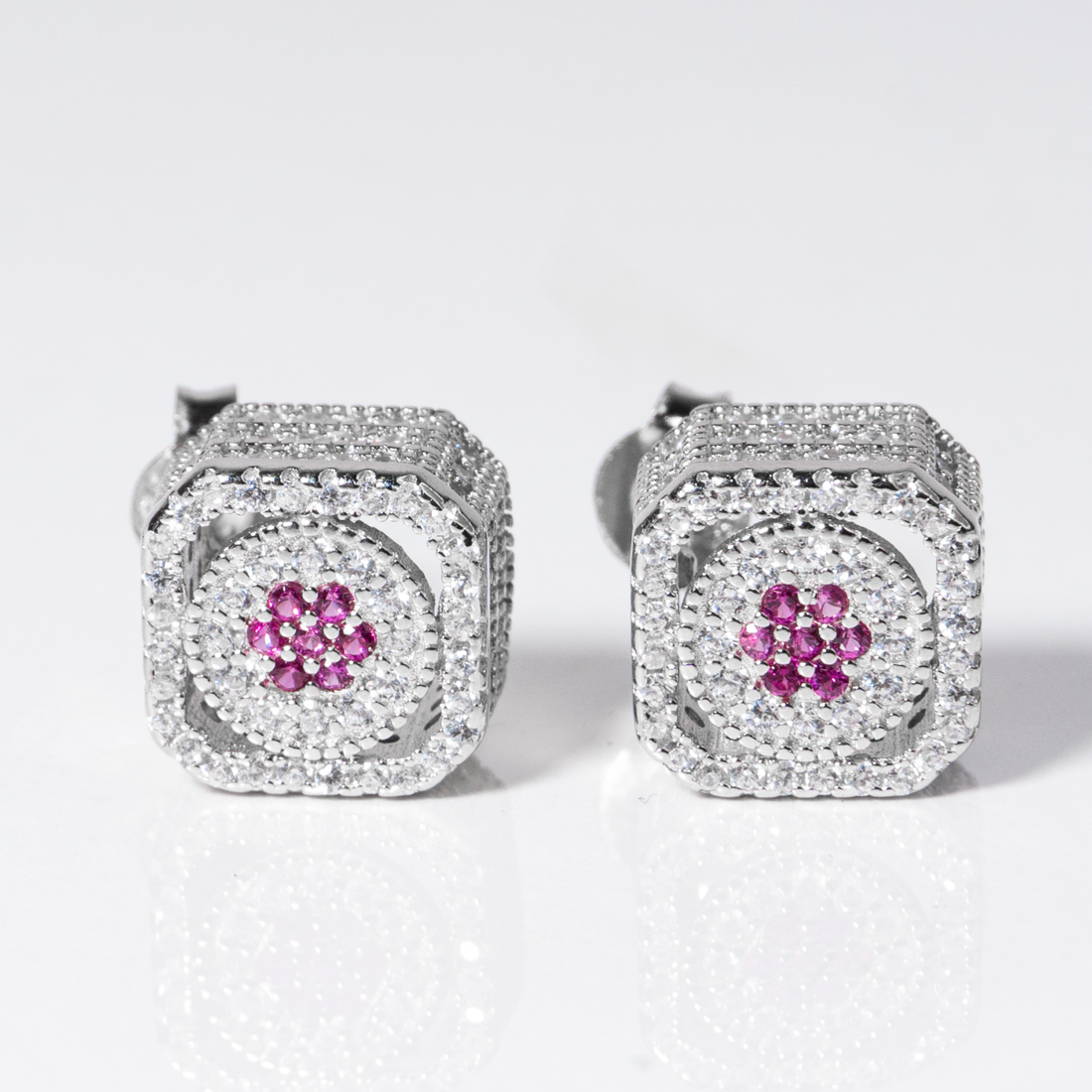 Silver gent CZ studs for him