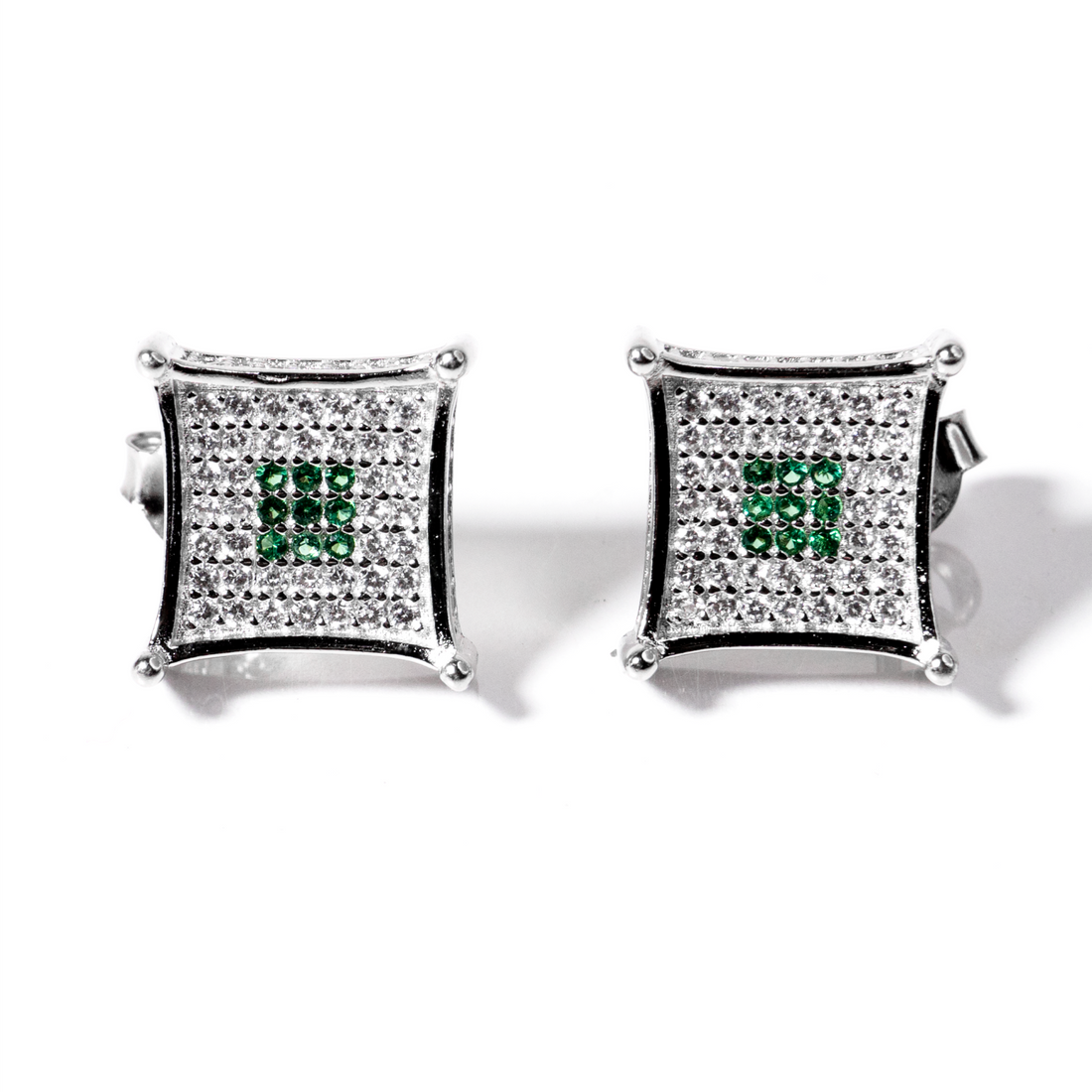 Classic green CZ studs for him